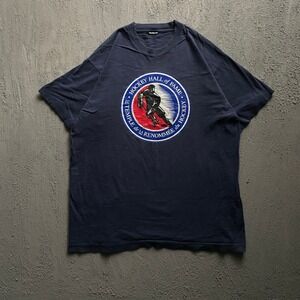 Vintage‎ Hockey Hall of Fame Graphic T-Shirt Mens Large Navy Blue 90s Unbranded